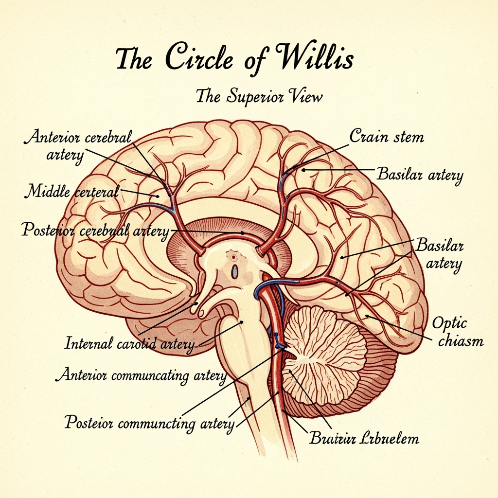 大脑动脉环 Willis 环解剖示意图